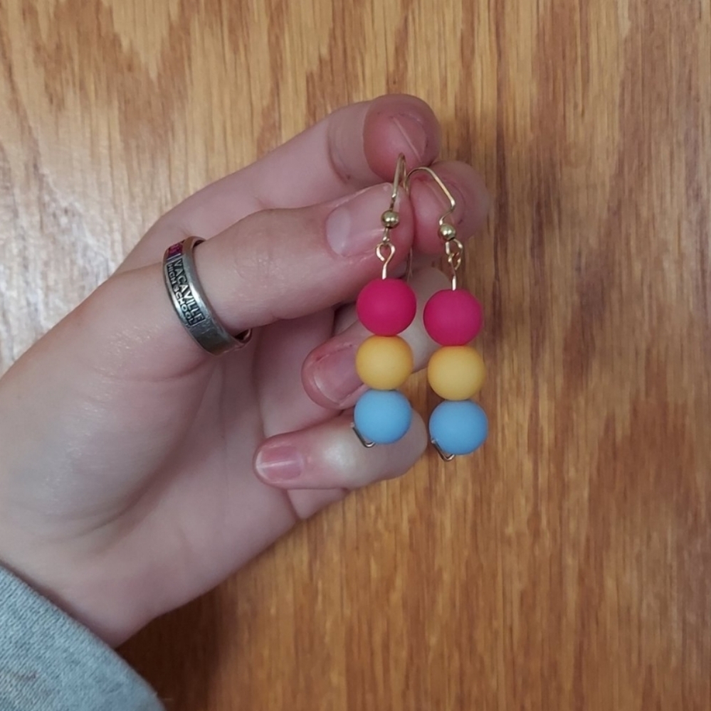 Handmade pansexual pride earrings
